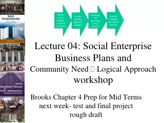 Lecture 04: Social Enterprise Business Plans and  Community Need    Logical Approach  workshop