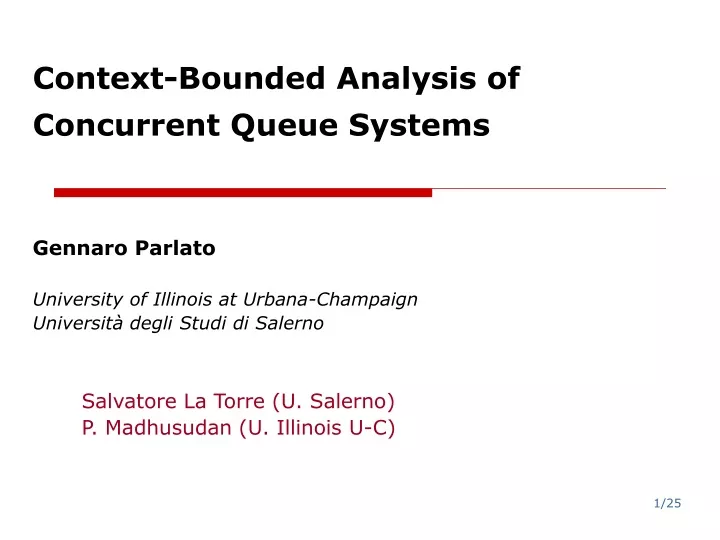 context bounded analysis of concurrent queue systems