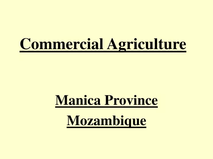 commercial agriculture