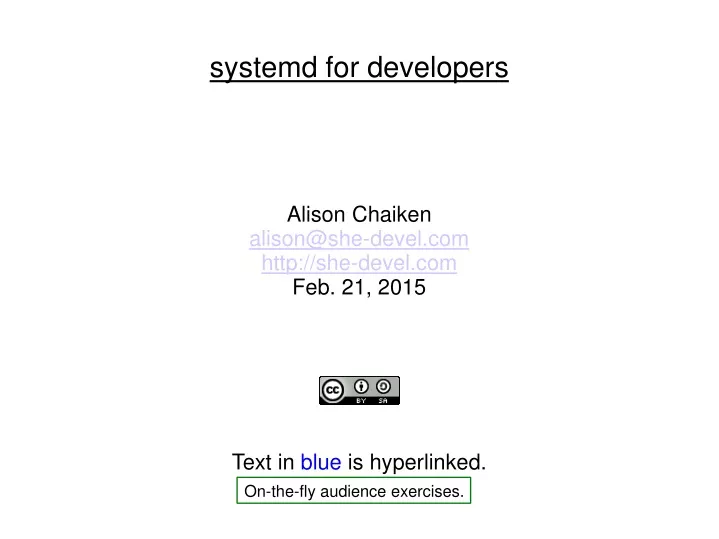 systemd for developers