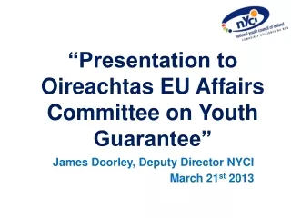 “Presentation to Oireachtas EU Affairs Committee on Youth Guarantee”