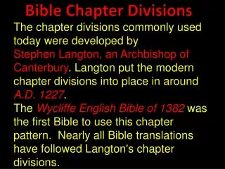 Bible Chapter Divisions