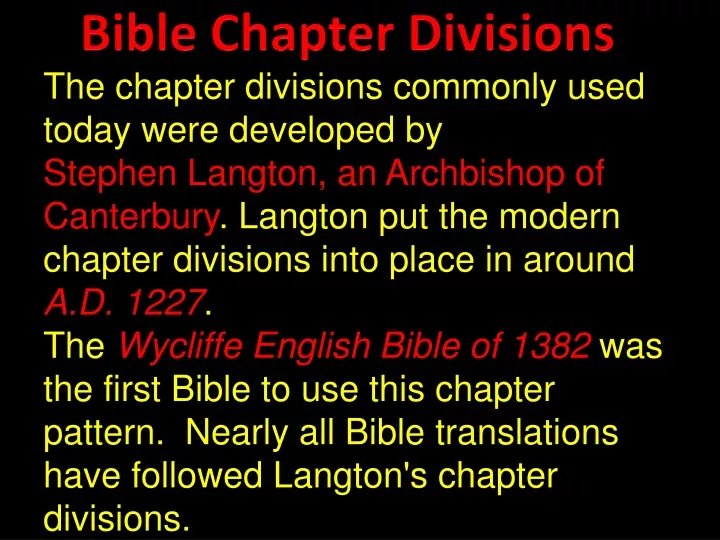 bible chapter divisions