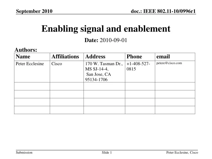 enabling signal and enablement