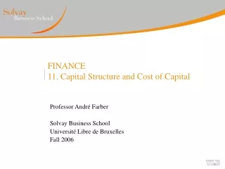 FINANCE 11. Capital Structure and Cost of Capital