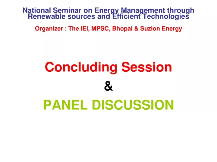 concluding session panel discussion