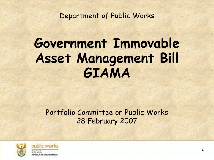 department of public works government immovable asset management bill giama
