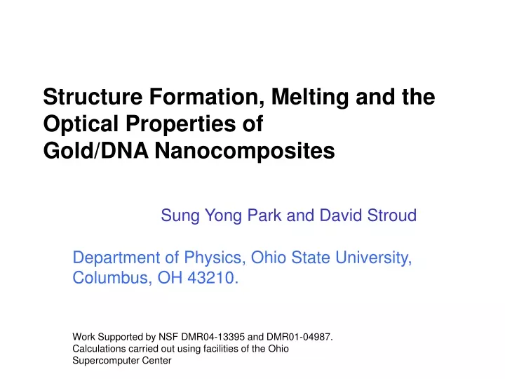 structure formation melting and the optical
