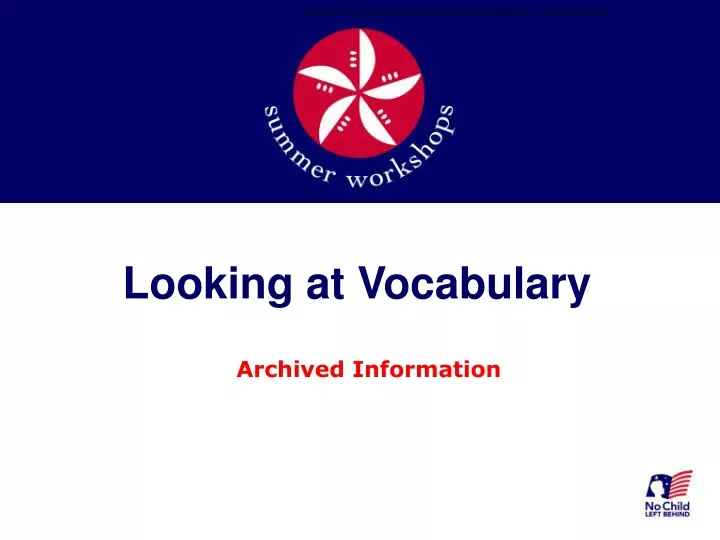 looking at vocabulary