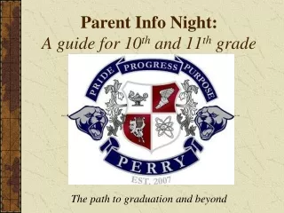 Parent Info Night: A guide for 10 th  and 11 th  grade