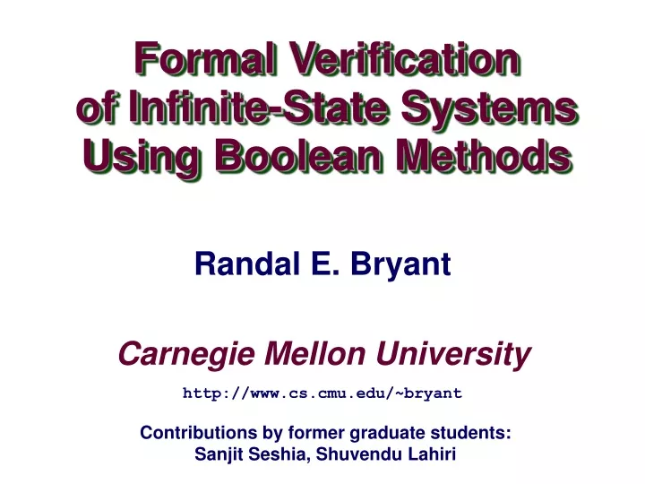 formal verification of infinite state systems