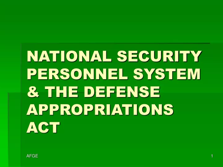 national security personnel system the defense appropriations act