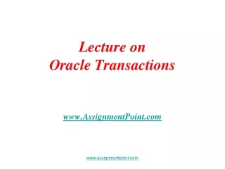 Lecture on Oracle Transactions