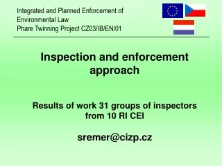 Inspection and enforcement approach Results of work 3 1  groups of inspectors from 10 RI CEI