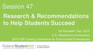 Research  &amp; Recommendations  to Help Students Succeed