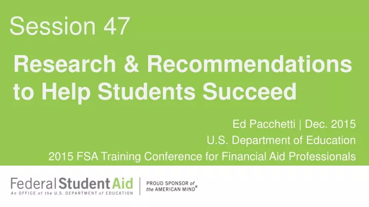 research recommendations to help students succeed