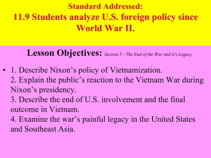 standard addressed 11 9 students analyze u s foreign policy since world war ii