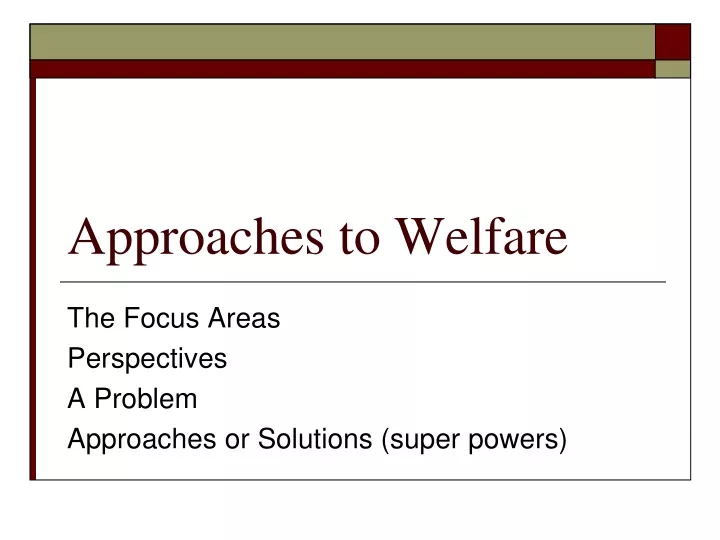 approaches to welfare