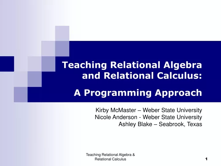 teaching relational algebra and relational