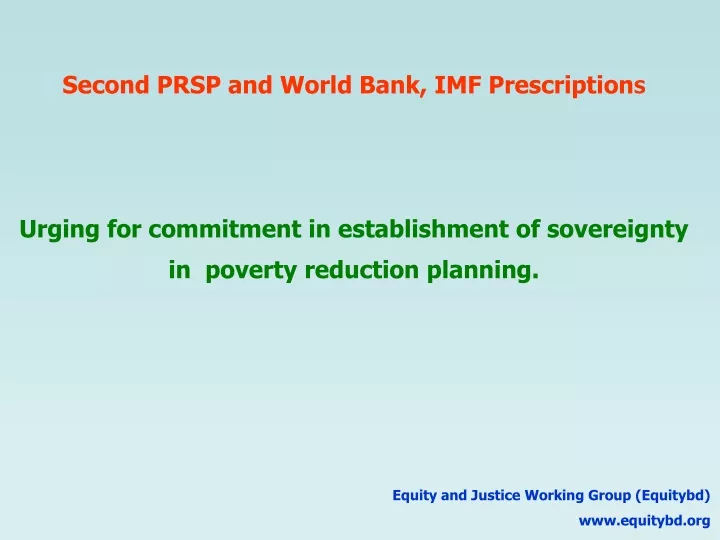 second prsp and world bank imf prescription s
