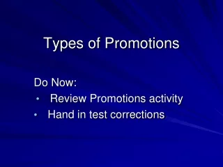 Types of Promotions