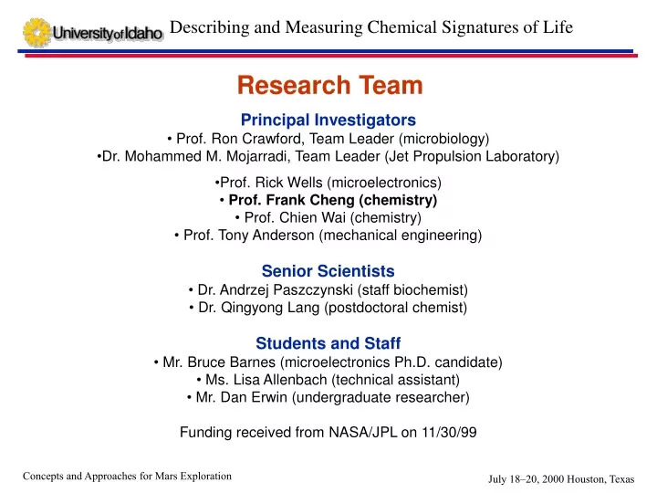 describing and measuring chemical signatures