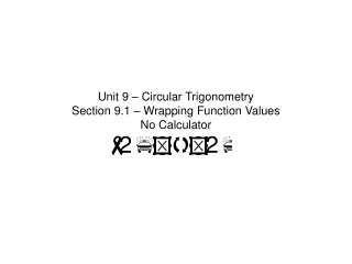 Unit 9 – Circular Trigonometry Section 9.1 – Wrapping Function Values No Calculator