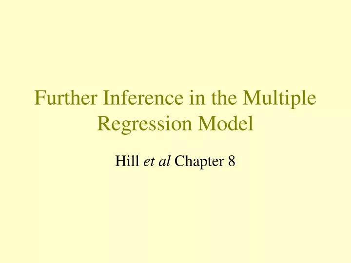 further inference in the multiple regression model