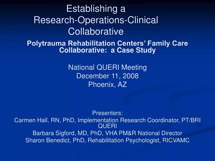 establishing a research operations clinical collaborative