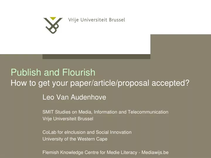 publish and flourish how to get your paper article proposal accepted