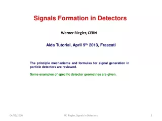 Signals Formation in Detectors
