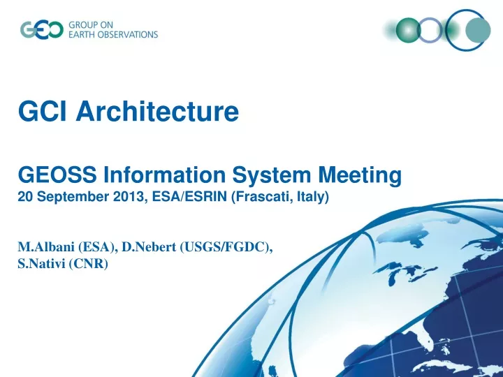 gci architecture geoss information system meeting