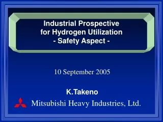 Industrial Prospective  for Hydrogen Utilization - Safety Aspect -