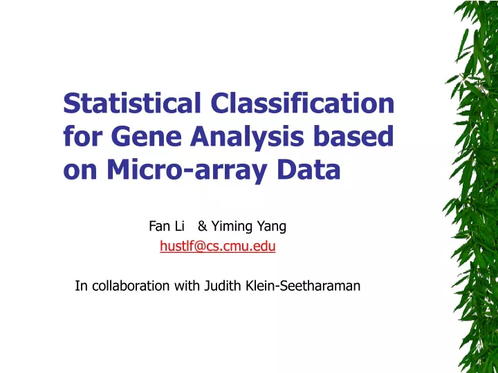 statistical classification for gene analysis