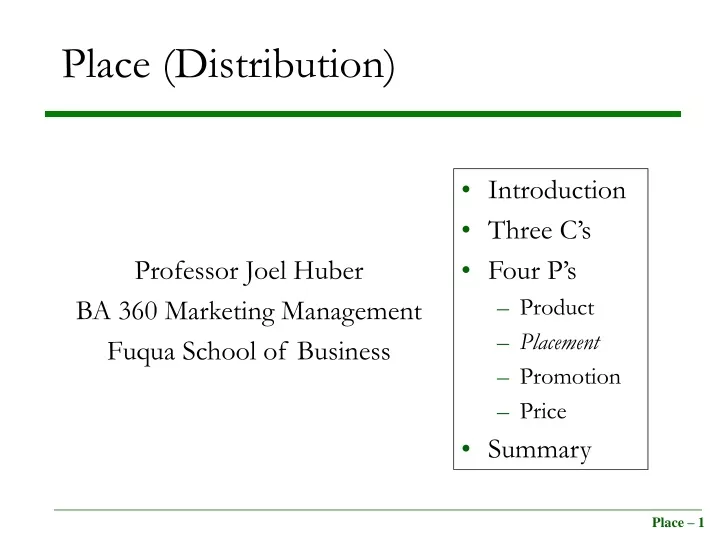 place distribution