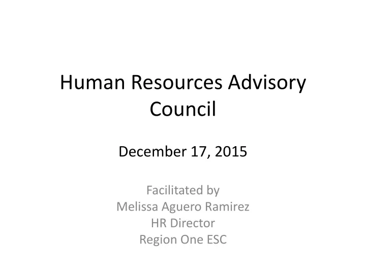 human resources advisory council december 17 2015