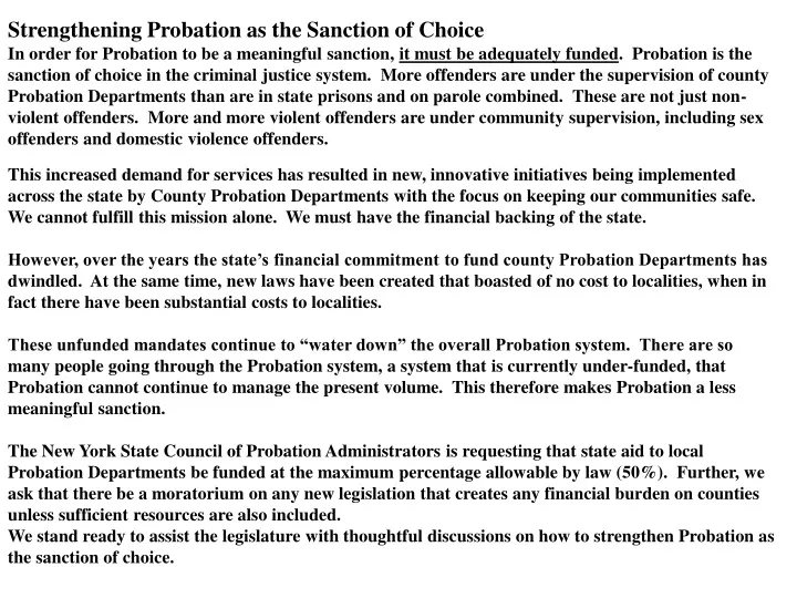 strengthening probation as the sanction of choice