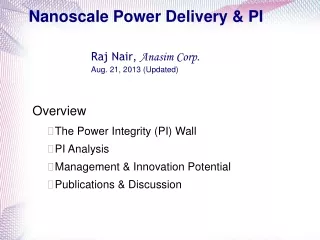 Nanoscale Power Delivery &amp; PI
