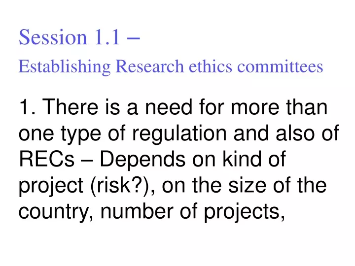 session 1 1 establishing research ethics