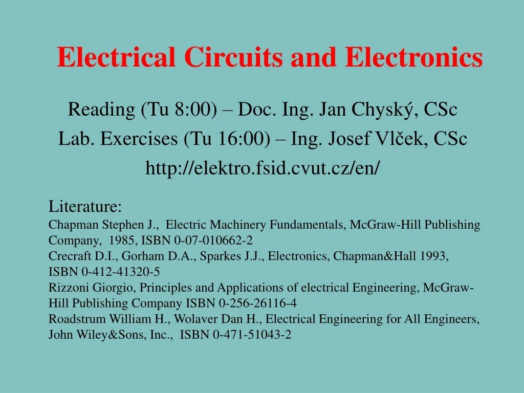 PPT - Electrical Engineering Fundamentals: Circuits, Electronics, and ...