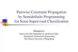 Pairwise Constraint Propagation  by Semidefinite Programming  for Semi-Supervised Classification