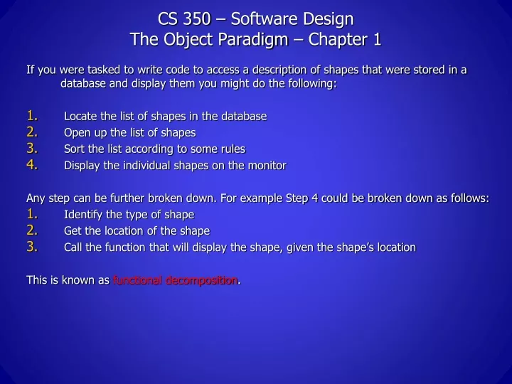 cs 350 software design the object paradigm chapter 1