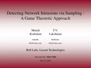 Detecting Network Intrusions via Sampling : A Game Theoretic Approach
