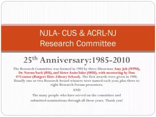 NJLA- CUS &amp; ACRL-NJ Research Committee