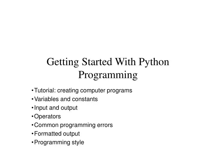 getting started with python programming