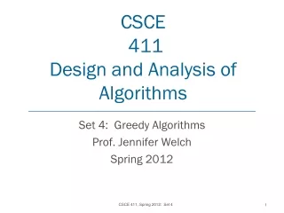 CSCE  411 Design and Analysis of Algorithms