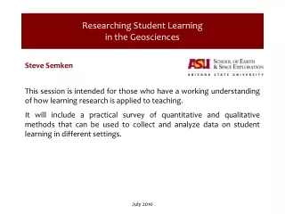 Researching Student Learning in the Geosciences