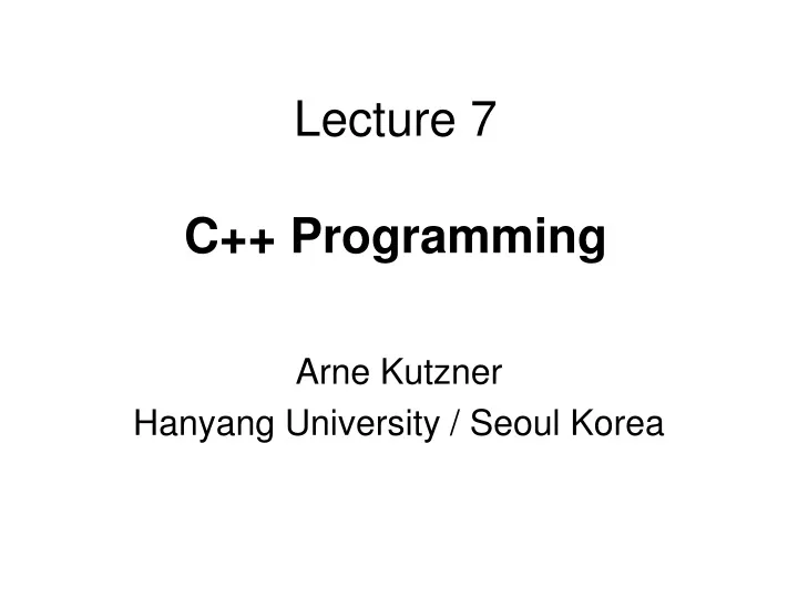 lecture 7 c programming