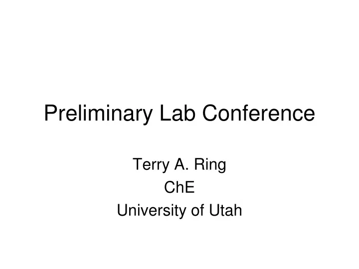 preliminary lab conference