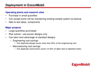 Deployment in ExxonMobil